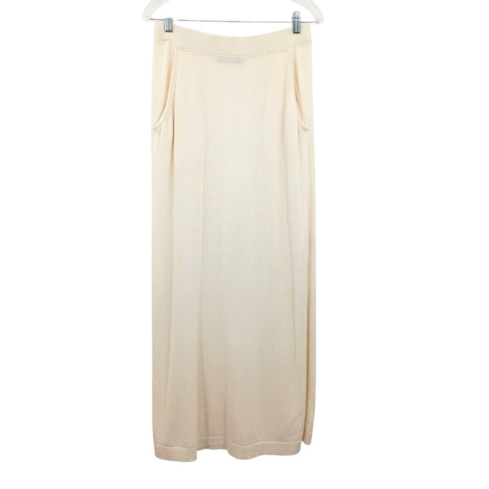Peruvian Connection Cream DORSAY Midi Knit Skirt Medium Pima Cotton Modal Blend - Picture 2 of 14